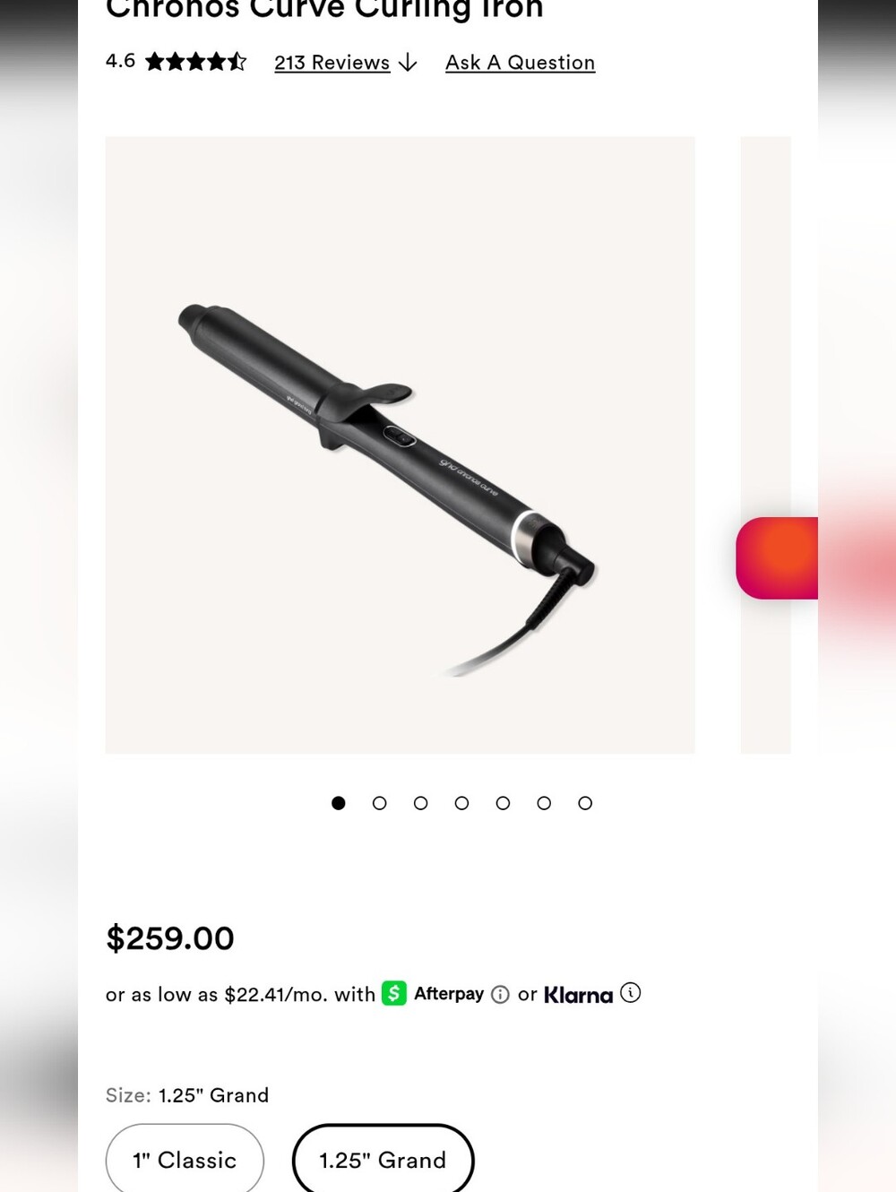 ghd Chronos Curve Classic Curling Iron - Black
